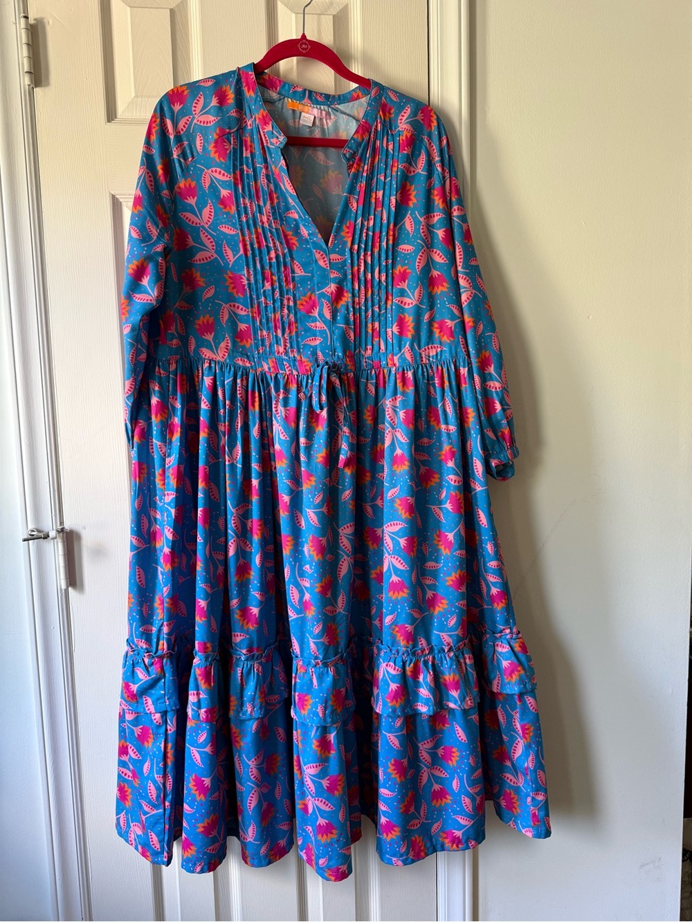 Briton Court Lotus Midi Long Sleeve Maxi Dress Womens XL Navagio Bay